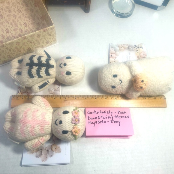 3 Pc BNWT CUDDLE + KIND 1 BOUCLE ALPACA GHOST W PUMP AND 2 KNIT SKELETON BABIES - Picture 8 of 16